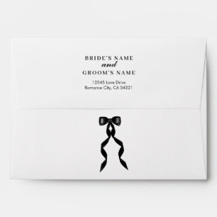 Formal Black Bow Ribbon Elegant Wedding Envelope