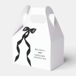 Formal Black Bow Ribbon Elegant Wedding Favor Box