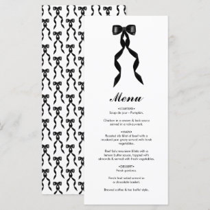 Formal Black Bow Ribbon Elegant Wedding Menu