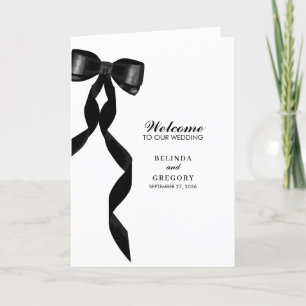 Formal Black Bow Ribbon Wedding Order of Service Program