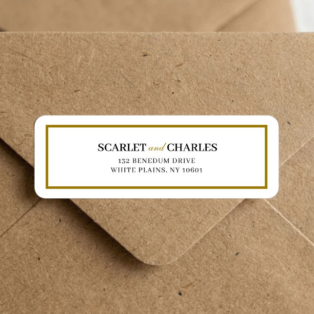Formal Black Gold Monogram Wedding Return Address (Formal black and gold monogram return address label adds a polished, personalized mailing touch.)