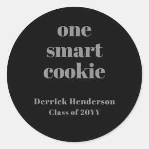 Formal Black Gray One Smart Cookie Round Sticker