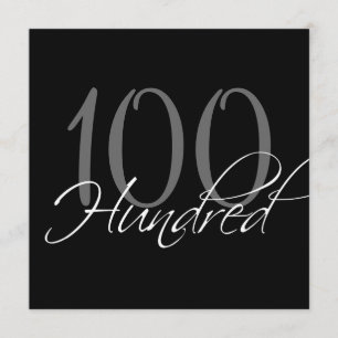 Formal Black Grey 100th Birthday Invitations
