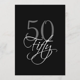 Formal Black Grey 50th Birthday Invitation