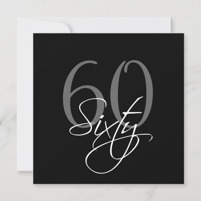 Formal Black Grey 60th Birthday Invitations (Front)