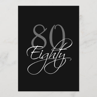 Formal Black Grey 80th Birthday Invitation