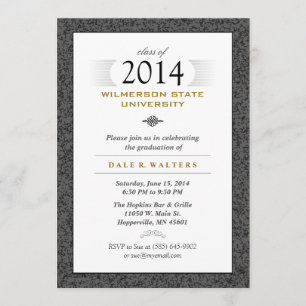 Formal Black Grey & Gold Graduation Invitation