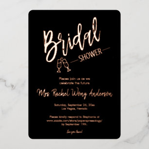 Formal Black Minimal Bridal Shower Photo Rose Gold