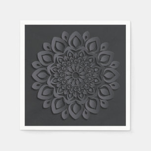 Formal Black Paper Cut Mandala Napkin