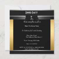 Formal Black Tie Birthday Dinner Party Invitation