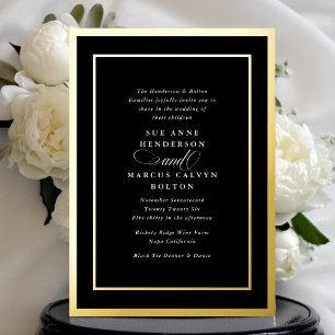 Formal Black Tie Calligraphy Gold Frame Wedding