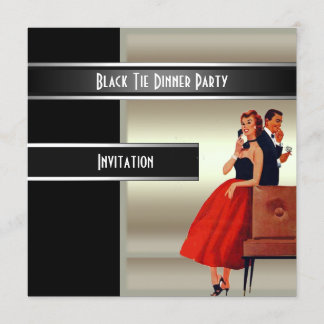 Formal Black Tie Dinner Party Invitation