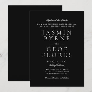 Formal Black Tie Elegant Black Border Wedding Invitation