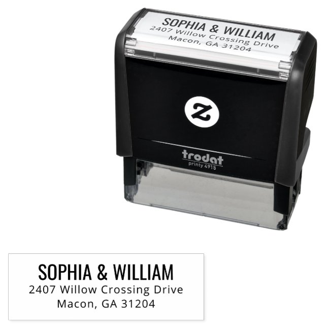 Formal Black Typographic Self-inking Stamp (In Situ)