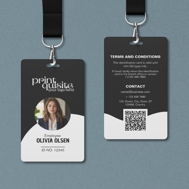 Formal Black White Business & Event ID—Classic QR  Badge (Creator Uploaded)