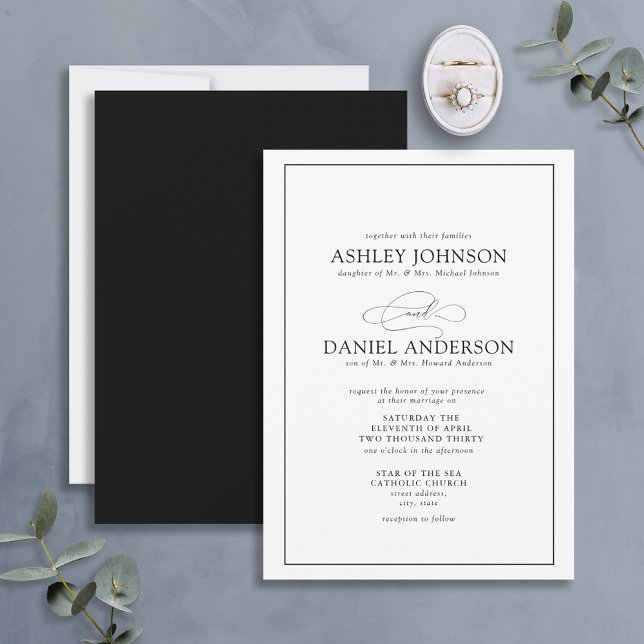 Formal Black & White Calligraphy Elegant Invitation (Creator Uploaded)