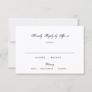 Formal Black White Classic Elegant Wedding RSVP Card