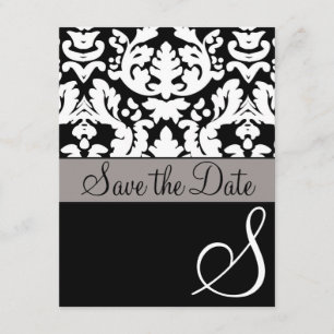 Formal Black/White Damask Wedding Save the Date