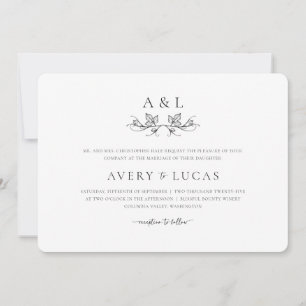 Formal Black White Elegant Classic Minimal Wedding Invitation