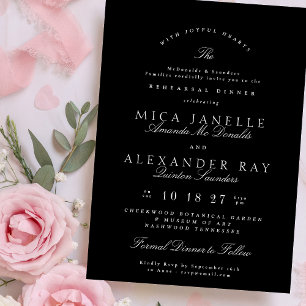 Formal Black White Elegant Rehearsal Dinner Invitation