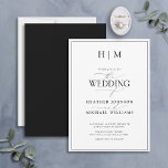 Formal Black White Monogram Calligraphy Wedding Invitation<br><div class="desc">Are you looking for a modern, formal, and elegant wedding invitation? Look no further than our Elegant Formal Black White Monogram Calligraphy Wedding Invitation! This beautiful invite features your personalised monogram in black and your personal details accented with modern hand lettered calligraphy. The back of the card features a matching...</div>