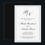 Formal Black White Monogram Wedding Postponement Invitation<br><div class="desc">Traditional wedding postponement card in classic black and white featuring a simple design with your two initial monogram and your names in an elegant calligraphy inside of a thin border. The backside is solid black. This classy design is perfect for when you have to change the date for a formal...</div>