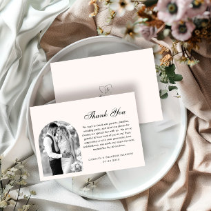 Formal Black White Photo Elegant Script Wedding Thank You Card