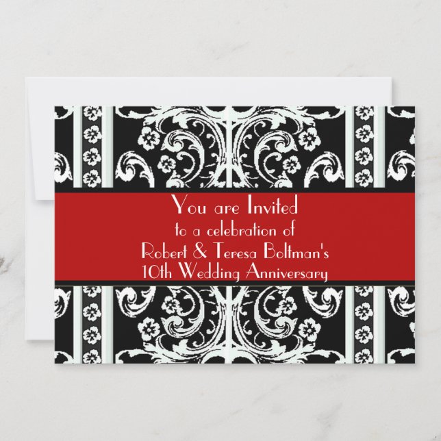 Formal Black, White, & Red Baroque Invitation (Front)