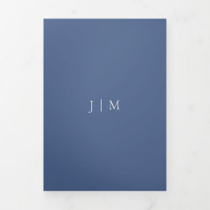 Formal Blueberry Blue Modern Wedding Tri-Fold Card