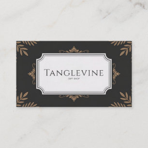 Formal Botanical Bronze and Black Classic Business Card