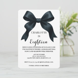 Formal Bow Birthday Invite - Simple Black White