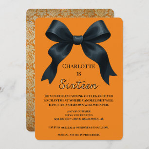 Formal Bow Halloween Birthday Invite - Orange