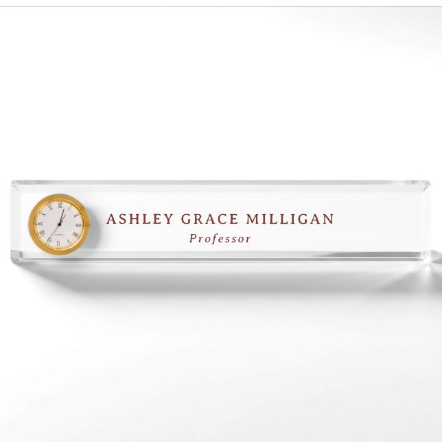 Formal Burgundy Acrylic  Nameplate (Front)