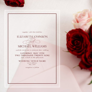 Formal Burgundy Classic Script Wedding Acrylic Invitations