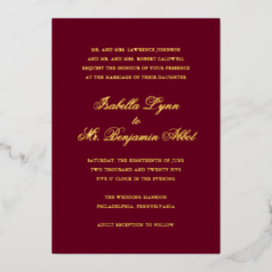 Formal Burgundy Traditional Elegant Wedding