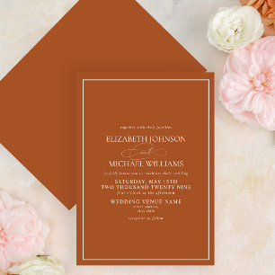 Formal Burnt Orange Classic Script Wedding Invitation