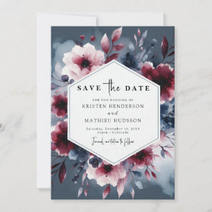Formal Calligraphy Burgundy Wedding Save The Date