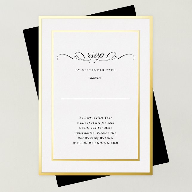 Formal Calligraphy Gold Frame Wedding Website RSVP (Creator Uploaded)