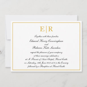 Formal Calligraphy Gold Monogram Royal Wedding Invitation