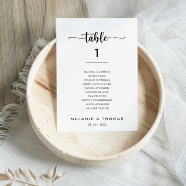 Formal Calligraphy Table Number 1 Seating Chart (Creator Uploaded)