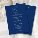 Formal Celestial Elegant Wedding Monogram Details Invitation<br><div class="desc">Invite your guests to a night of romance and starlight with this Formal Celestial Elegant Wedding Monogram Details from the Celestial Elegant Wedding Collection. Featuring a deep navy blue background adorned with twinkling stars and refined typography, this modern celestial design is perfect for couples who love a minimalist yet luxurious...</div>