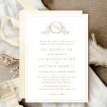 Formal Champagne Monogram, Watercolor Wedding Invitation<br><div class="desc">Delight friends and family with this elegant wedding invitation showcasing exquisite fine hand drawn leafy botanical monogram with bride and groom's initials. Front invitation trimmed with thin champagne cream hues watercolor frame, while invitation's back featuring beautiful watercolor wash in champagne, cream, ivory, buttercream and beige hues. Clean and simple design...</div>