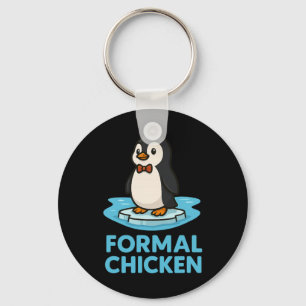 Formal Chicken Funny Penguin On Ice Animal Joke Pu Keychain