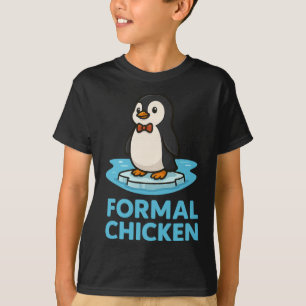 Formal Chicken Funny Penguin On Ice Animal Joke Pu T-Shirt