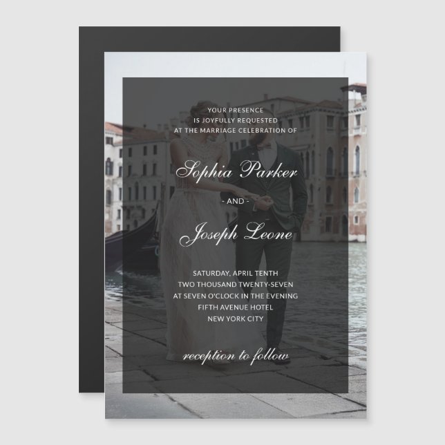 Formal Classic and Dark Overlay | Photo Wedding Magnetic Invitation (Front/Back)