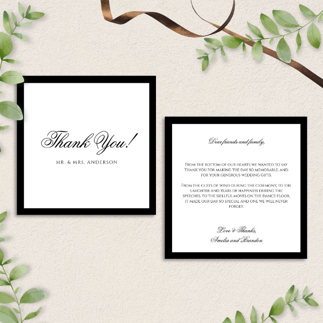 Formal Classic Black and White Wedding Thank You Card (Creator Uploaded)
