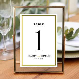 Formal Classic Black Gold Monogram Wedding Table Number