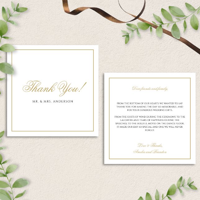 Formal Classic Black & Gold Wedding Thank You Card (Creator Uploaded)