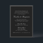 Formal Classic Black Script Elegant Wedding RSVP Invitation<br><div class="desc">Formal Classic Traditional Script Elegant Wedding Invitation with White Text on Black Background,  Narrow Border and Online RSVP Details</div>