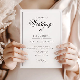 Formal Classic Black White Calligraphy Wedding  Invitation